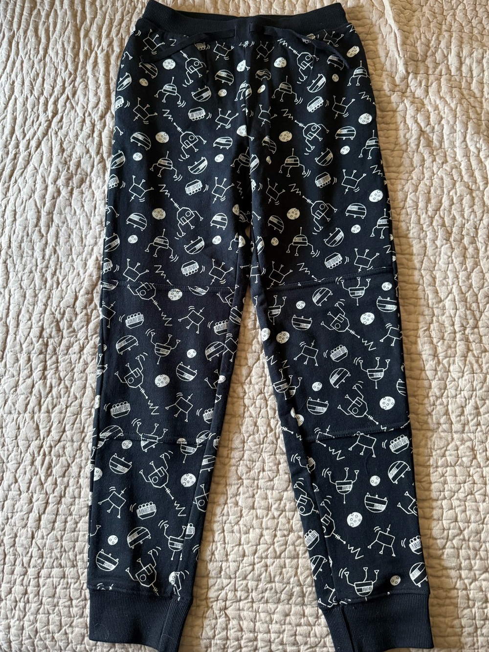Hanna Andersson Kids Black Robot Space Print Joggers Pants